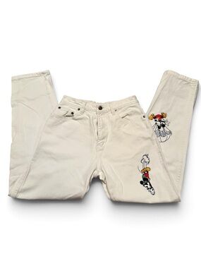 Rare Vintage Mickey and Co Embroidered Denim White Jeans